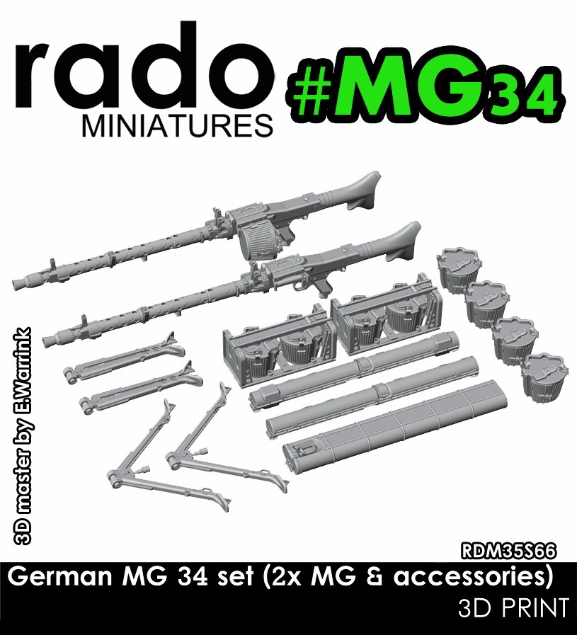 Rado Miniatures 1/35 German MG34 set (drum magazine holders, barrel cases etc.)