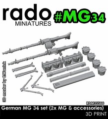 Rado Miniatures 1/35 German MG34 set (drum magazine holders, barrel cases etc.)