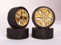 Hoppin Hydros 1/24 1/25 Slim 20’s Gold Venetian Model Car Rims Wheels Tires