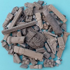 Painted Diorama 1/35 Building Ruins Rubble Bricks Base Military Scene Prop Model