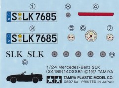 Tamiya’s Decals for 1/24 Mercedes-Benz SLK.Item24189 from Japan