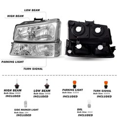 Headlights Headlamp Assembly Headlight with Bulbs Chrome Housing Clear Corner
