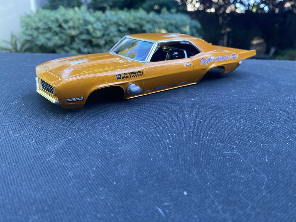 Drag Slot Car Hard Body 1969 Chevy Camaro, Outlaw, Gold