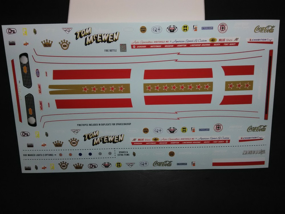 Mongoose Cuda 1969 Barracuda Funny Car 1/25 Tom McEwen Waterslide Decal Sheet