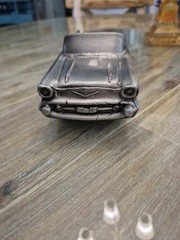 1957 Chevy Convertible Promo Metal Model Car Bank by Banthrico Autobank Silver