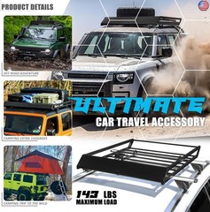 DNA Motoring Universal Tubular Bar/Box Frame Rooftop Cargo Carrier Basket with