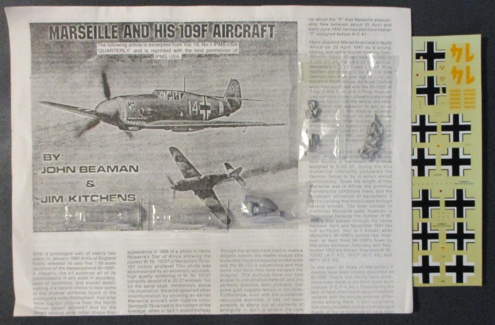 1/48th Scale Metal Conversion Set for Bf 109F Aircraft Marsielle