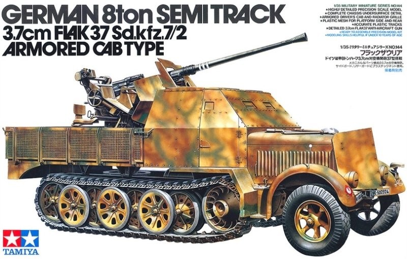 Tamiya 35144 1/35 Model Kit German 8Ton Semi/Half-Track 3.7cm Flak 37 Sd.Kfz.7/2