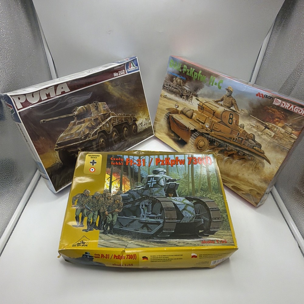 1/35 WWII Military Model Kit Lot Puma PzKpfw II-C FT-31 730(f) Tanks