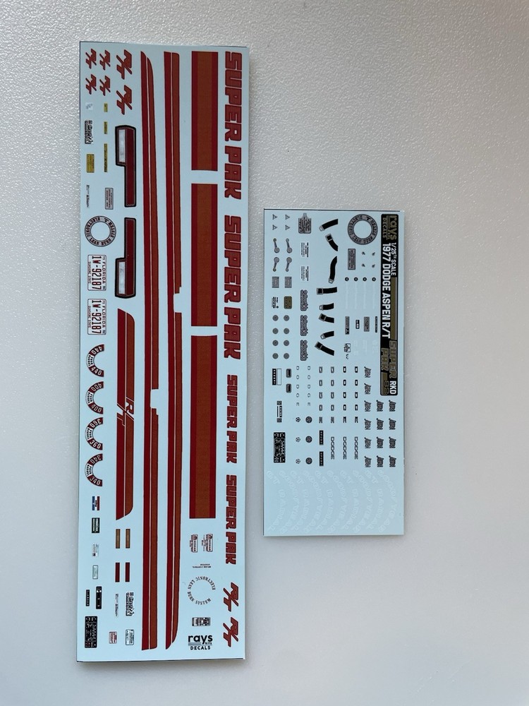 1977 Dodge Aspen R/T Super Pak 1/25 Model Car Decals