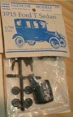 Glencoe 01012 1:59 Injection Molded 1915 Ford T Sedan Plastic Model Kit