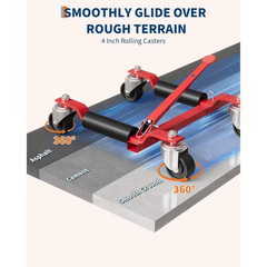 Car Wheel Dolly Jack Set of 2,1500 Lbs. Jack with Ratcheting Foot Pedal, Swivel