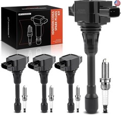 A-Premium Ignition Coil Pack and Iridium Spark Plugs Compatible with Nissan