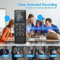 64GB Digital Voice Recorder with Playback,Audio Recording Device for Lectures Me