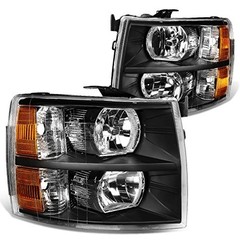 HL-OH-CSIL07-BK-AM Black Amber Headlights Compatible with 07-13 Black amber