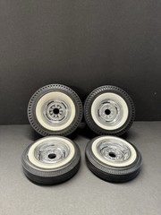 1:8 (4) Chrome Stock Steel Two Piece wheels Fits Monogram/Revell kits
