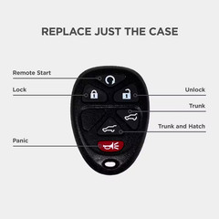GM 6-Button Keyless Remote Replacement Case – Durable Black Shell, No Electronic