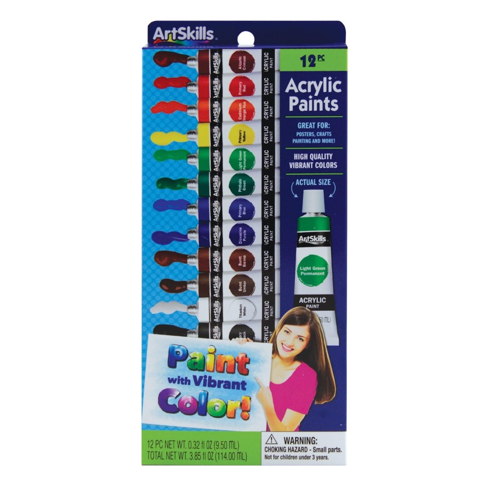 ArtSkills Premium Acrylic Paints, Arts and Crafts Supplies, Assorted Colors,