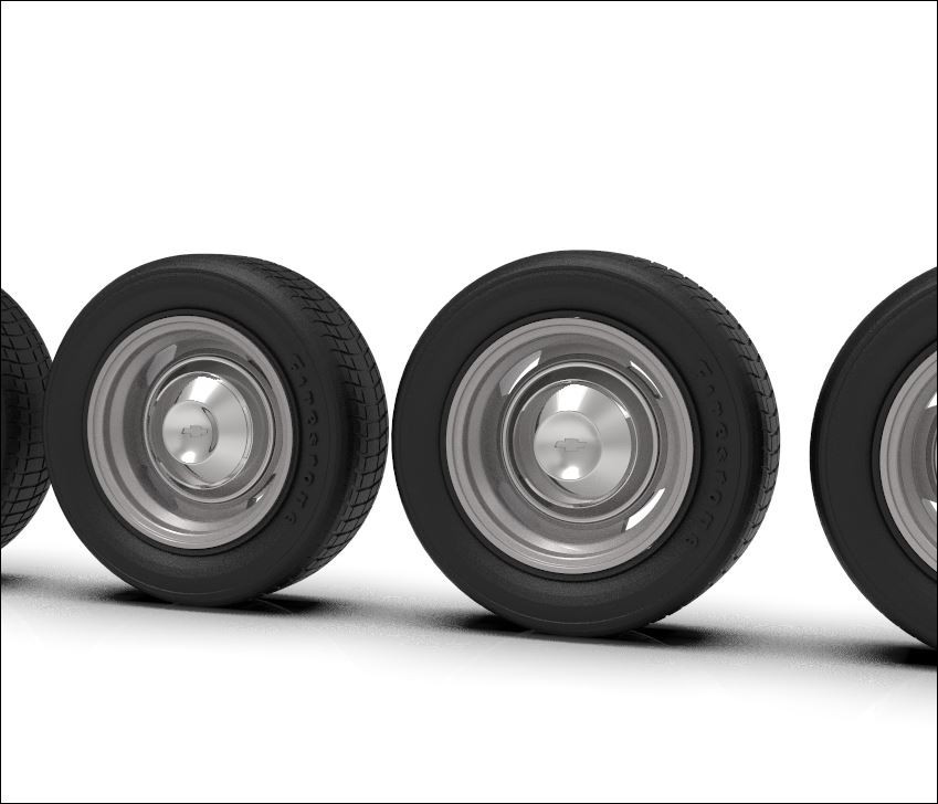 1:32 Copo Camaro Wheels Chrome cap Street tires all four the same 20mm tall