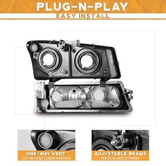 Headlights OE Replacement Clear Lens l Black Housing l Amber Reflector