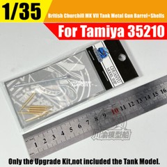 1/35 British Churchill Tank Mk.VII Metal Gun Barrel+Shells Kit for Tamiya 35210