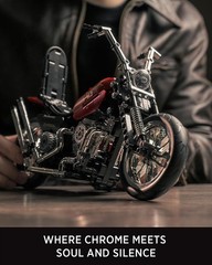 Nifeliz Chopper Motorcycle 18.6 x 32.8 x 9 inches, Black, Red, Silver