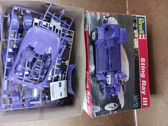 Revell Sting Ray III, AMT Ford ’29 Model A, Partially Assembled.