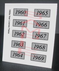 1960s year miniature LICENSE PLATES for 1/25 scale MODEL CARS—PLEASE READ DESC
