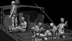 1/35 Scale Die-Cast Resin Figure Model Kit Boat Crews & Animals 5 Figures (No…
