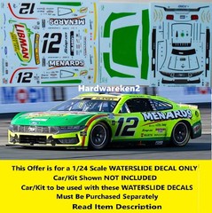 NASCAR DECAL #12 MENARDS LIBMAN 2025 FORD MUSTANG R BLANEY 1/24 NEW HAMPSHIRE