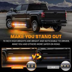 70″ LED Strobe Lights 2PCS – Amber/White Emergency Safety for Trucks & Vehicles