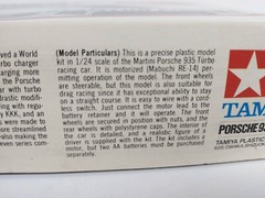 Martini Porsche 935 Turbo Tamiya 1:24 Motorized Model Kit 2401 Sealed Parts Bags