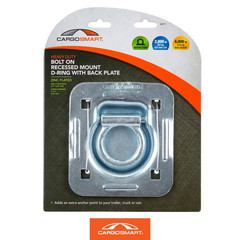Heavy-Duty Bolt on Recessed Mount D-Ring with Back Plate 3/8 In. Dia, 4 -1/2 In.