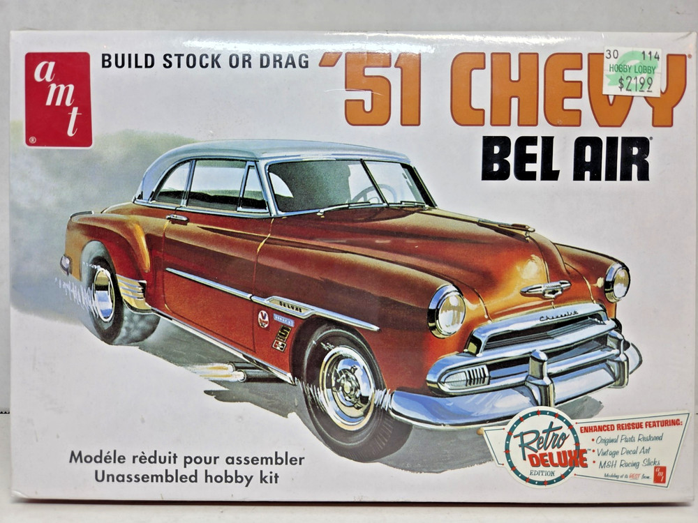 AMT 1951 Chevy Bel Air Retro Deluxe 1:25 Scale Model Car Kit #862/12 NEW Sealed!