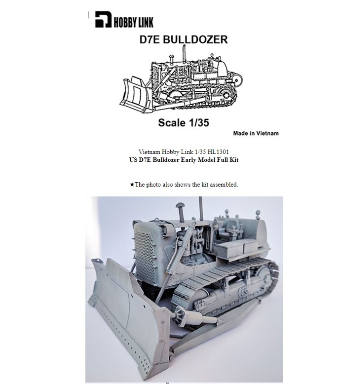 Hobby Link 1/35 US D7E Bulldozer Early Full Resin kit