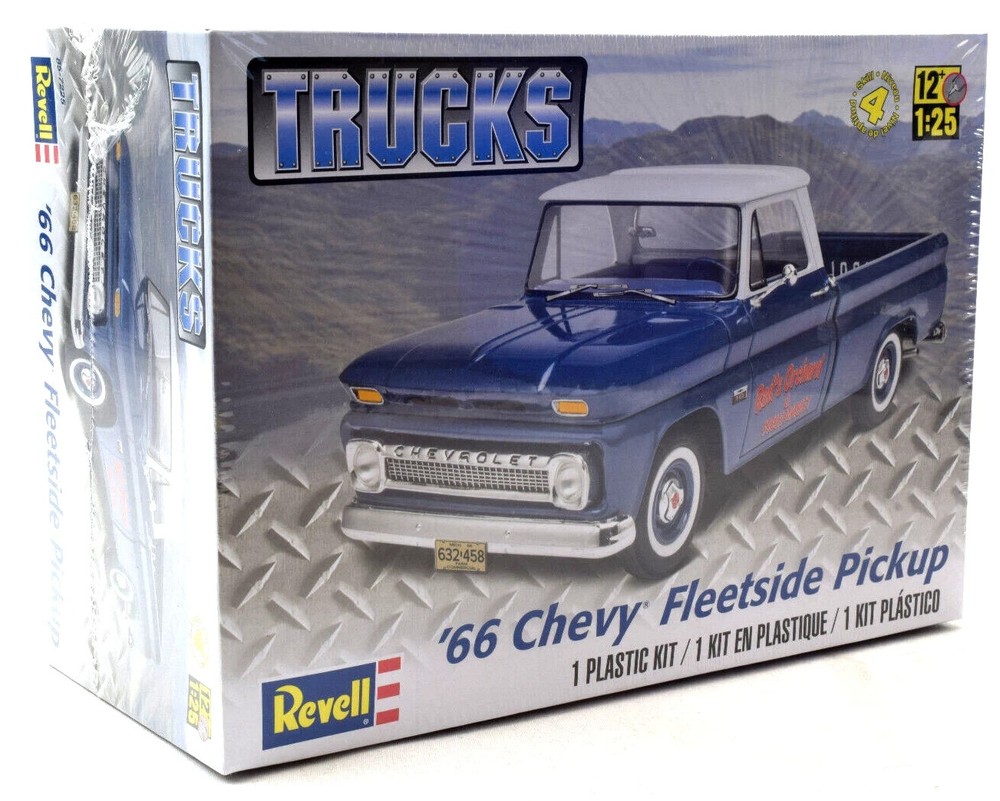 REVELL 1:25 SCALE ” 1966 CHEVY FLEETSIDE PICKUP ” PLASTIC MODEL KIT 85-7225