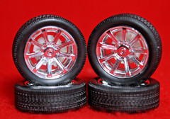 TIRES (4) BEAUTIFUL ( WIDE TRAC -LOW PROFILE )/ MAG & ROTORS 5-STAR 1/25 SCALE