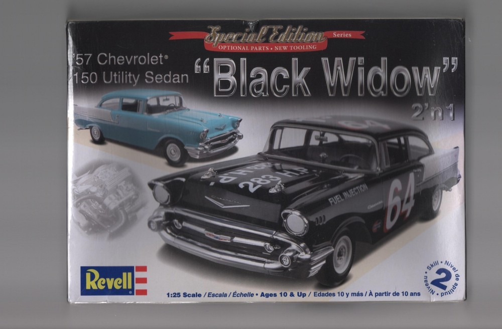 REVELL SPECIAL EDITION ’57 CHEVY BLACK WIDOW MODEL KIT FACTORY SEALED-FREE SHIP