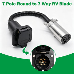 7 Pin round to 7 Pin Flat Adapter,7 Pole round to 7 Way RV Blade Trailer Plug,Tr