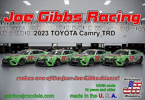 Salvinos Joe Gibbs Racing 2023 Toyota Camry TRD 4 in 1 – Plastic Model Race Car