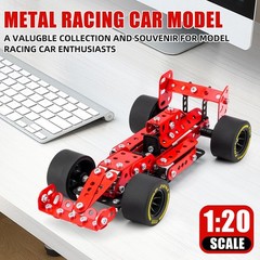 STEM Metal Model Car Kits for Boys 8-16, Erector Set 1:20 Scale Red Racing Car