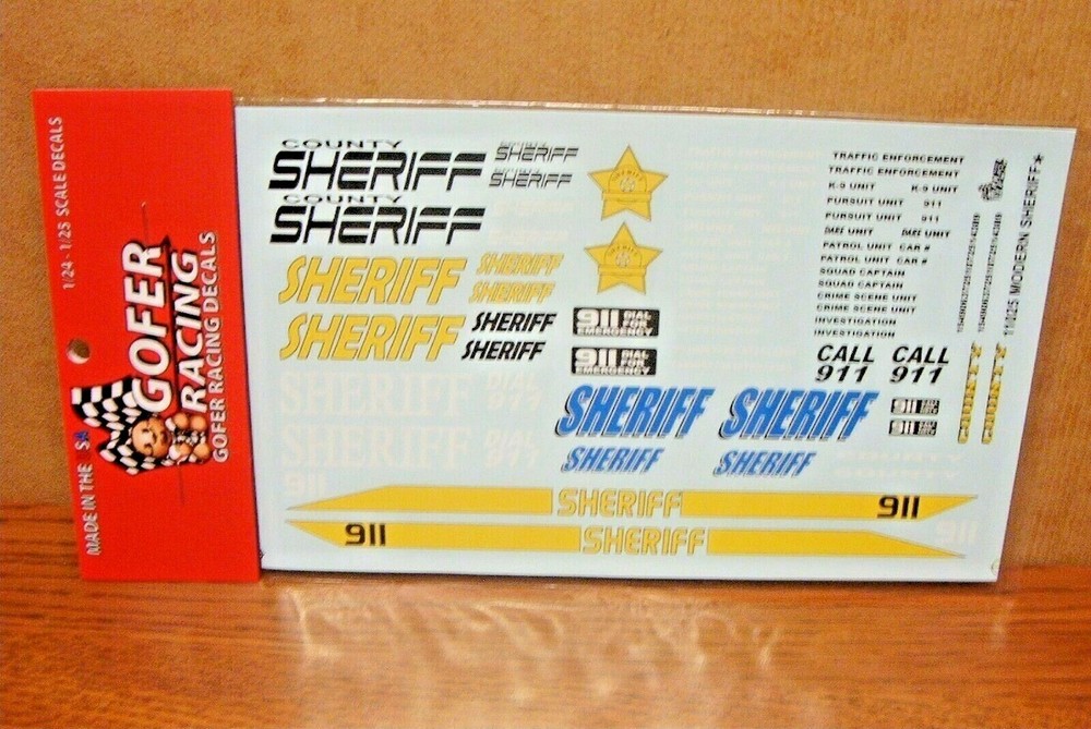 GOFER RACING DECALS #11025 MODERN SHERIFF 1/24-1/25 SCALE