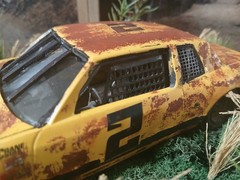 1980’S MONTE CARLO OLD RUSTY RETIRED STOCK CAR SITTIN IN FIELD DIORAMA SCENE !!