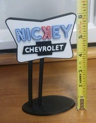 1950’s NICKEY CHEVROLET DEALERSHIP SIGN Diorama 6″ Tall. One Sided.