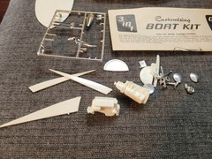 Original ’60’s issue AMT Boat w/Trailer model started in box 1/25 Kit#159 3 in 1