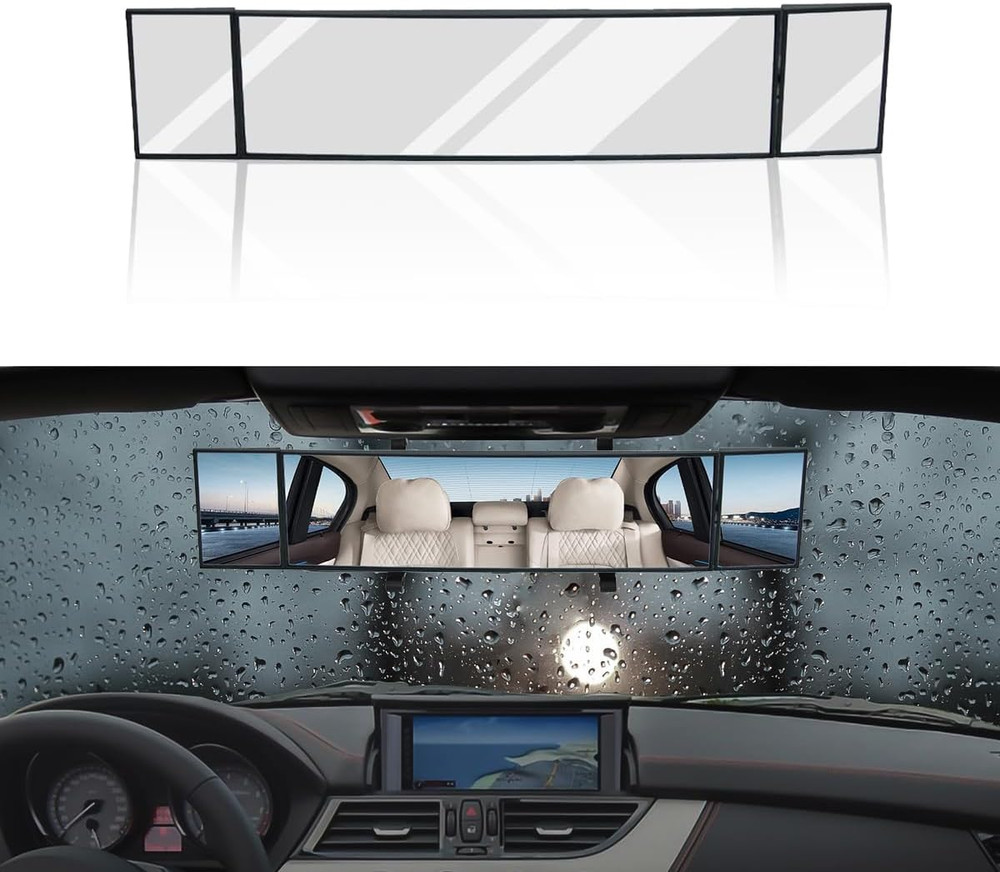 Car Rear View Mirror, 15.1” Anti-Glare Panoramic Wide Angle Rearview M