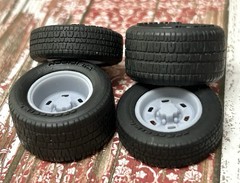 1/24 Scale: 15-inch “70’s Chevy Rally Six Slot” Resin Wheels W/ Wide Rear Tires