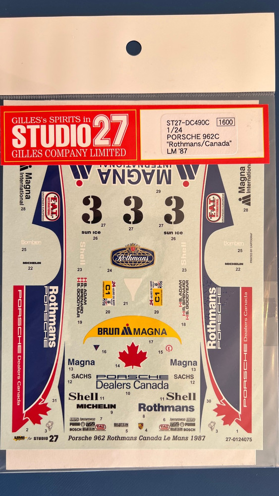 1/24 Porsche 962C Rothmans/Canada. by Studio 27