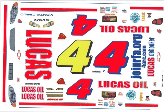 #4 Mike Wallace LUCAS OIL White Chevy 1/24th Scale Waterslide Nascar Decals