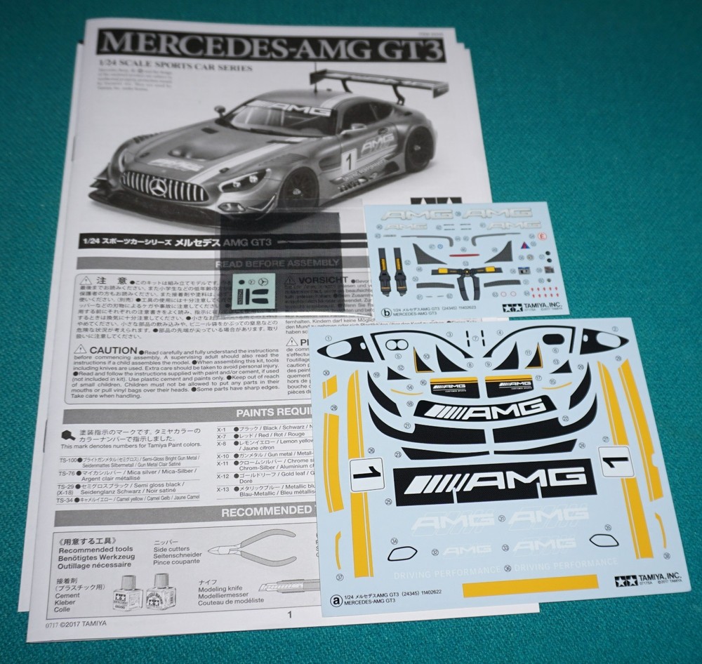 Mercedes AMG GT3 Tamiya 1/24 Decals Instructions Etc.